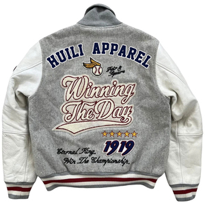 Veste varsity pour homme, veste varsity de style aviateur avec col montant et broderie sur le devant, veste de baseball universitaire pour homme - Product Image 2