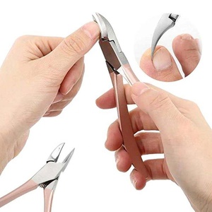 Coupe-ongles en acier inoxydable robuste avec poignée en or rose, à joint de raccordement et ressort, pour manucure et pédicure - Product Image 5