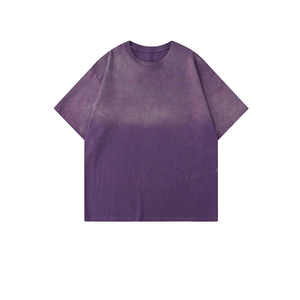 เสื้อยืดผู้ชายไซส์ใหญ่ สีม่วงล้วน ผ้าฝ้าย แขนสั้น คอกลม สไตล์ลำลอง ผ้าเจอร์ซีย์ถัก ดีไซน์เรียบ - Product Image 2