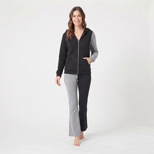 Conjunto Deportivo de 2 Piezas para Mujer, 100% Algodón, Sudadera con Pedrería y Pantalones, 2 Tonos, Ropa Casual de Invierno - Product Image 3