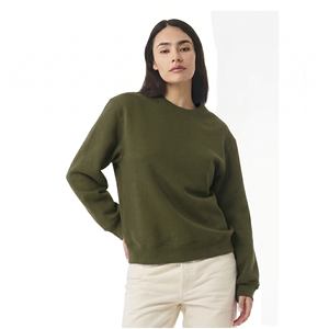 Sudadera de Cuello Redondo Verde Oliva para Mujer, 100% Algodón, Tejido de Punto, Color Sólido, Manga Larga, Corte Regular, Ropa Casual de Otoño - Product Image 1