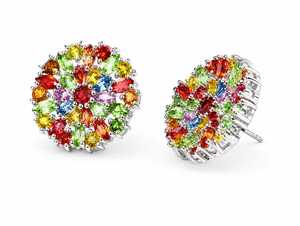 Boucles d'oreilles multi-saphirs en argent sterling 92,5 KLST-30980 - Product Image 2
