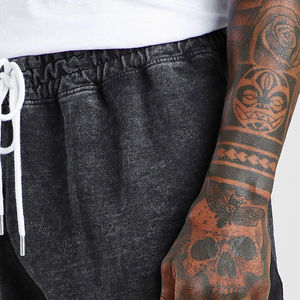 Shorts de sport d'été 100% coton, couleur logo personnalisée, délavé soleil, effet délavé à l'acide, style streetwear vintage, motif uni, maille, taille mi-haute, style urbain - Product Image 4