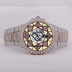 Reloj de Pulsera para Mujer de Acero Inoxidable con Diamantes de Laboratorio, Movimiento de Cuarzo Analógico, Caja Redonda, Cristal de Zafiro, Brazalete con Cierre Plegable - Product Image 1
