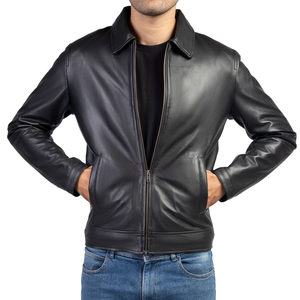 Vestes en cuir véritable pour hommes et garçons, design personnalisé, en cuir de vachette original, chaudes, noires, vente en gros - Product Image 4