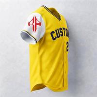 Maillot de baseball pour hommes, col en V, manches courtes, avec logo blanc, 100 % polyester, coupe classique, fermeture boutonnée