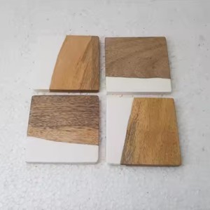 Posavasos Elegantes de Mármol y Madera de Acacia con Tapa para Decoración del Hogar y Protección de Mesas de Fiesta - Product Image 3