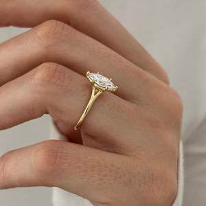 1 Carat Marquise E VVS2 Lab Grown Diamond <b>Split</b> Shank Engagement <b>Ring</b> in 14k Yellow Gold , IGI Certified - Product Image 6