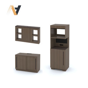 Ensemble de meubles de chambre à coucher contemporain, lit modulaire avec rangement, surface en placage MDF/HPL/LPL, intérieur d'hôtel moderne, provenant d'une usine vietnamienne - Product Image 1