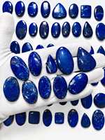 Cabochons ovales en lapis-lazuli naturel poli, bleu profond, avec jeu de couleurs et d'étincelles, pour la fabrication de bijoux - RUHAN GEMS