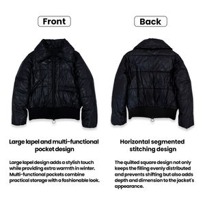 Chaqueta acolchada térmica impermeable corta de cuello alto con cuello con capucha para la temporada de invierno - Product Image 2