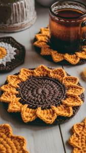 Vibrantes y Alegres Salvamanteles de Algodón Hechos a Mano con Diseño de Girasol, Resistentes al Calor para Tazas, Té, Café, Decoración Boho para Cocina de Estilo Rústico - Product Image 3