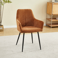 Chaise de salle à manger en cuir PU velours de haute qualité avec pieds en métal, rembourrage gris pour restaurant