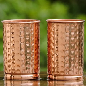 ชุดแก้วน้ำทองแดงลายโบราณ 3 ใบ แก้วโลหะทรงตรง ของขวัญสำหรับห้องครัว - Product Image 2