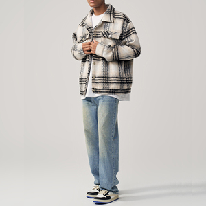 Wholesale Winter Streetwear <b>Flannel</b> Shirt <b>Jacket</b> Hooded Long Sleeve Plaid Polyester Lined Breathable Windproof Eco-Friendly - Product Image 2