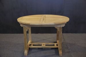 Table ronde extensible en teck massif, finition bien poncée, pour l'extérieur, 6 places - Product Image 3