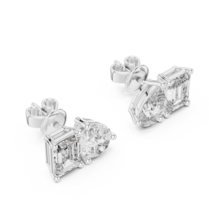 925 <b>Sterling</b> <b>Silver</b> Gold Plated Moissanite <b>Stud</b> <b>Earrings</b> Emerald Cut Claw <b>Set</b> Luxury Women's Jewelry for Wedding Party Gift - Product Image 2