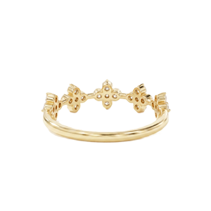 Bague de mariage en or massif 10K 14K avec diamant de laboratoire rond, empilable, design trèfle, pour anniversaire et fiançailles, vente en gros - Product Image 4
