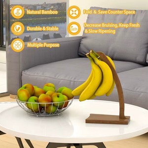 Classical Modern Wooden Banana Holder Geometric Design Hanging Fruit <b>Stand</b> for Kitchen Storage Eco-Friendly - Product Image 4