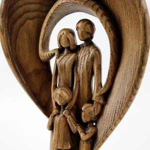 Guardian angel <b>family</b> statue wooden sculpture with two sons one daughter easter gift <b>family</b> decor angel blessing <b>portrait</b> - Product Image 2