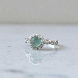 Green Strawberry <b>Quartz</b> IGI Certified 925 Sterling Silver 14K Gold Plated Vintage Halo Promise Engagement <b>Ring</b> for Women - Product Image 4