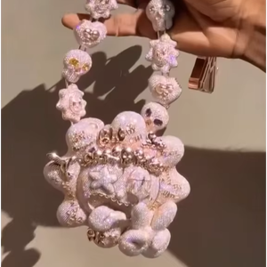 Collar de Cadena Cubana de Moissanita Estilo Hip Hop, Nuevo Diseño con Eslabones de Bola, Plata 925 Bañada en Oro, Cadena de Eslabones Pesados con Colgante, Unisex - Product Image 1