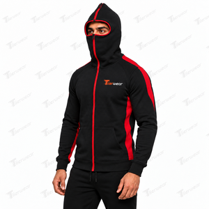 Sudadera con capucha y cremallera completa para hombre, verde neón, de forro polar, informal, corte regular, para otoño - Product Image 2