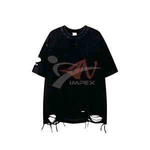 เสื้อยืดโอเวอร์ไซส์ผู้ชายสีพื้นแบบดิสเทรส ระบายอากาศได้ดี ดีไซน์สวยที่สุด เสื้อยืดโอเวอร์ไซส์ผู้ชายแบบดิสเทรส - Product Image 5