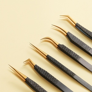 Nouvel arrivage : Pince à cils noire à pointe fine en acier inoxydable pour extensions de cils, prix de gros - Product Image 6