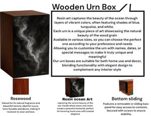 Urna de Madera de Palisandro Hecha a Mano con Resina Negra, Urna Conmemorativa para Cenizas Humanas, Tamaño Mediano 9x5.5 Pulgadas - Product Image 2