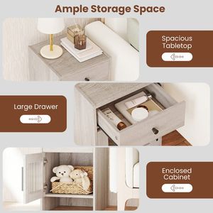 Comodino con Cassetto e Armadietto, Arredamento Pratico per la Casa - Product Image 6