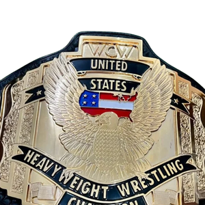 Cinturón de Campeón de Lucha Libre de Peso Pesado de la WCW de Estados Unidos, Diseño en Cuero Negro y Dorado con Águila y Bandera, Calidad Premium para Fanáticos - Product Image 5