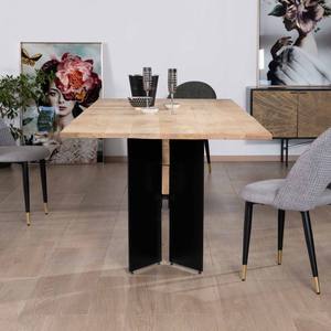 Table à manger Vandana Ivory Essence en bois de manguier massif, 240 cm, avec plateau en bois design et base en métal noir Saturn Coeval - Product Image 3
