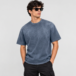 Camiseta Extra Grande Personalizada para Hombre, 100% Algodón, Estilo Vintage Lavado, Streetwear con Parche Gráfico, Hombros Caídos, Corte Relajado - Product Image 2