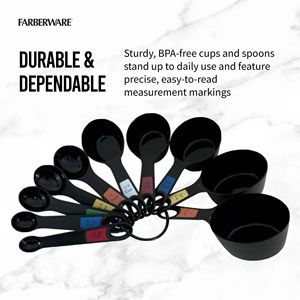 Juego Profesional de 10 Tazas y Cucharas Medidoras de Plástico Apilables, Color Negro - Product Image 5
