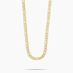 Collier chaîne Figaro en or 5 mm, argent sterling 925 plaqué or jaune, pour homme et femme - Product Image 1