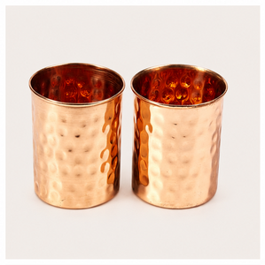<b>Copper</b> Hammered Water Glass Tumbler Set with Ayurvedic Health Benefits Handcrafted Detox Drinkware for Home & Restaurant Use - Product Image 1