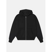 Blouson à capuche zippé 360 GSM pour homme, coupe oversize et carrée, avec logo personnalisé, 100% coton peigné, épaules tombantes, effet délavé à l'acide