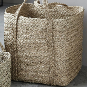Factory Supply Seagrass Woven Eco-Friendly Rustic Multi-Purpose Storage Organizer <b>Basket</b> for Laundry and Daily Home Use - Product Image 4
