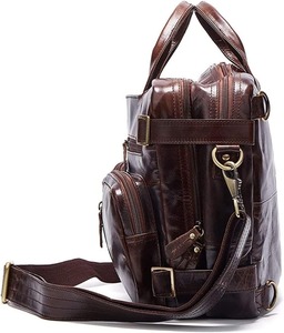 Sac messager pour ordinateur portable en cuir véritable, mallette professionnelle marron avec bandoulière réglable pour hommes et femmes - Product Image 4