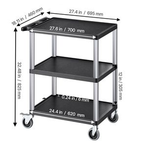 Carrello Multiuso Resistente con Capacità di Carico di 300 Libbre, Rotazione a 360 Gradi, 27,6 X 18,1 Pollici, Carrello di Servizio a Tre Ripiani - Product Image 4