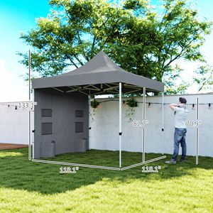 เต็นท์แบบกางอัตโนมัติสีเทา10 'x 10' พร้อมช่อง UPF50 + ช่องเก็บของและช่องเก็บของที่บังแดดทันที - Product Image 3