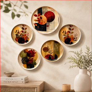 <b>Decorative</b> Metal <b>Wall</b> <b>Plates</b> Set of 5 for Living Room | Handcrafted Multicolor Ethnic Hanging <b>Wall</b> Art for Bedroom, Hall & Home - Product Image 6