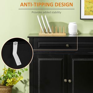 Handmade Modern Black <b>Sideboard</b> Cabinet for Dining Living Room <b>Kitchen</b> with Cupboards Drawers Shelves Buffet Storage Solution - Product Image 6