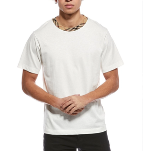 Camiseta de Algodón 100% con Ribete a Cuadros y Logotipo Personalizado al por Mayor para Hombre - Product Image 2