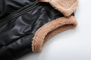 เปิดลงปกซิปสีดําสบายๆแฟชั่นหนังเสื้อกั๊กผู้หญิงการออกแบบที่กําหนดเองฤดูใบไม้ร่วงผู้หญิงเสื้อ - Product Image 4