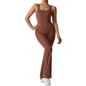 Factory Made Reasonable Price Design Your Own Women Gym <b>Jumpsuits</b> Summer Knitted Solid Color Breathable Quick Dry High Quality - Product Image 1