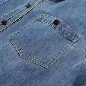 Camisas Vaqueras Elegantes para Mujer, 100% Algodón Orgánico, Dos Bolsillos Delanteros, Corte Casual, Estilo Vaquero, Camisa Vaquera Ajustada OEM - Product Image 2