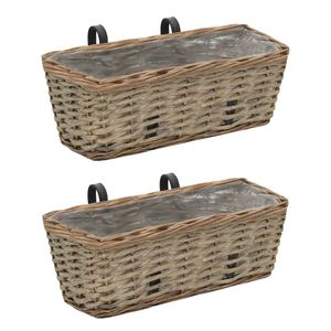 Fioriera da balcone in vimini in 2 pezzi con fodera in PE 15.7 \ "fioriere e fioriere - Product Image 1