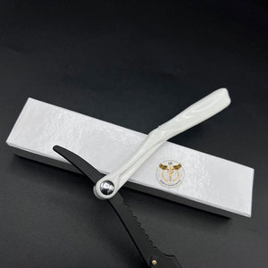 Professional White Plastic Handle Stainless Steel Folding <b>Straight</b> <b>Razor</b> Barber Shaving <b>Razor</b> for Salon Hair Cutting Tool - Product Image 5